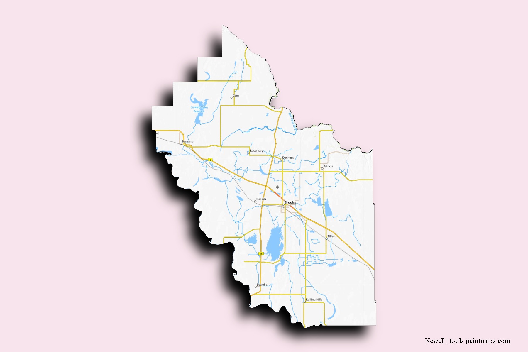 Newell neighborhoods and villages map with 3D shadow effect