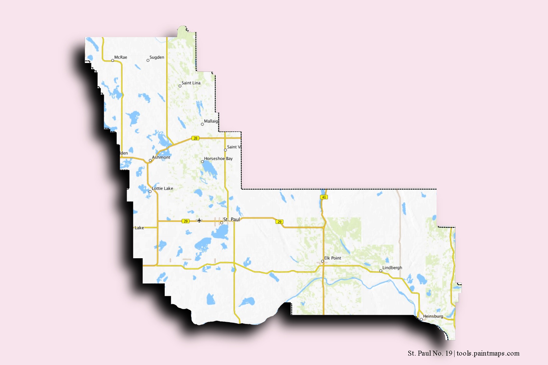 Mapa de barrios y pueblos de St. Paul No. 19 con efecto de sombra 3D