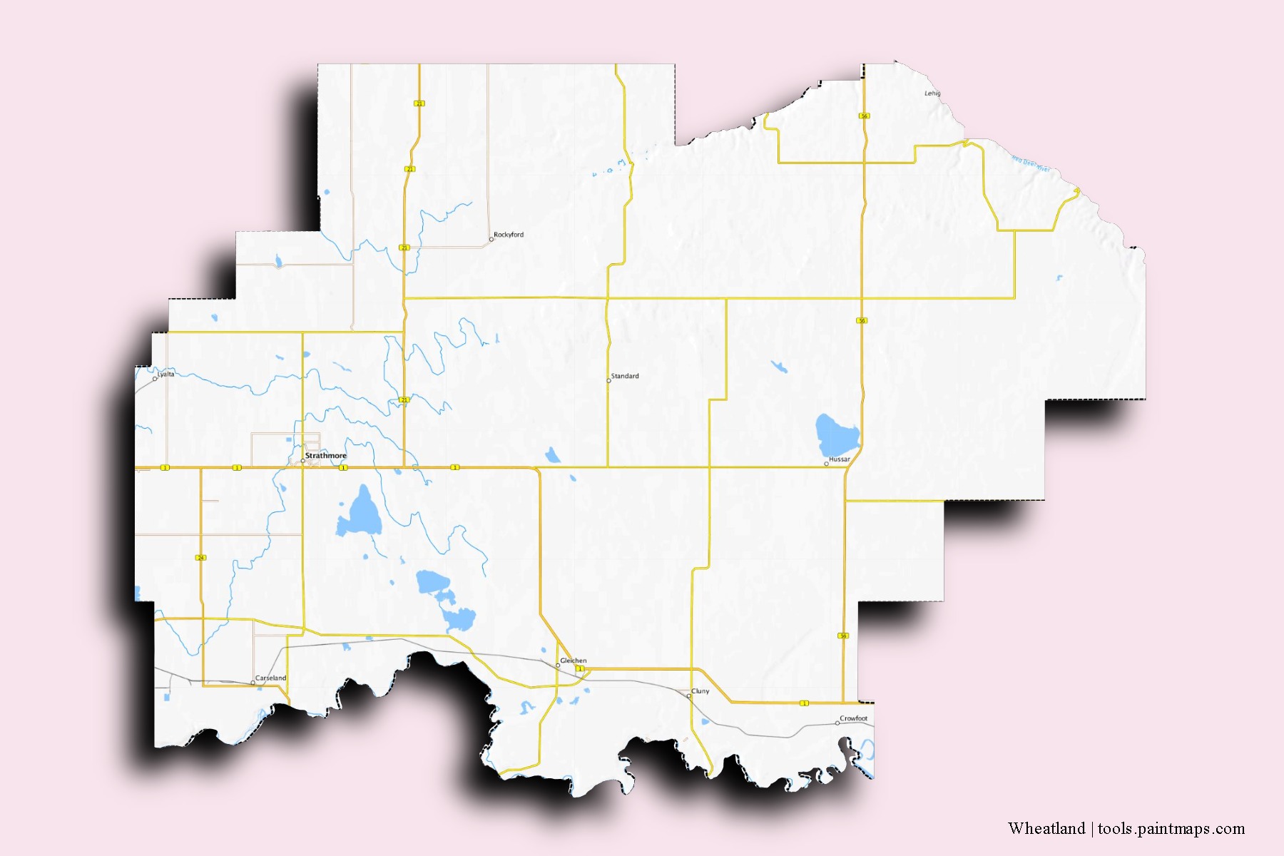 Wheatland neighborhoods and villages map with 3D shadow effect