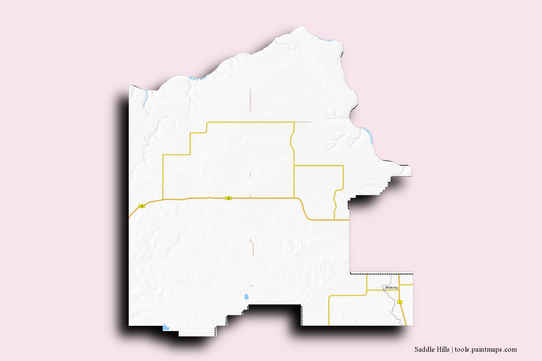 Saddle Hills neighborhoods and villages map with 3D shadow effect