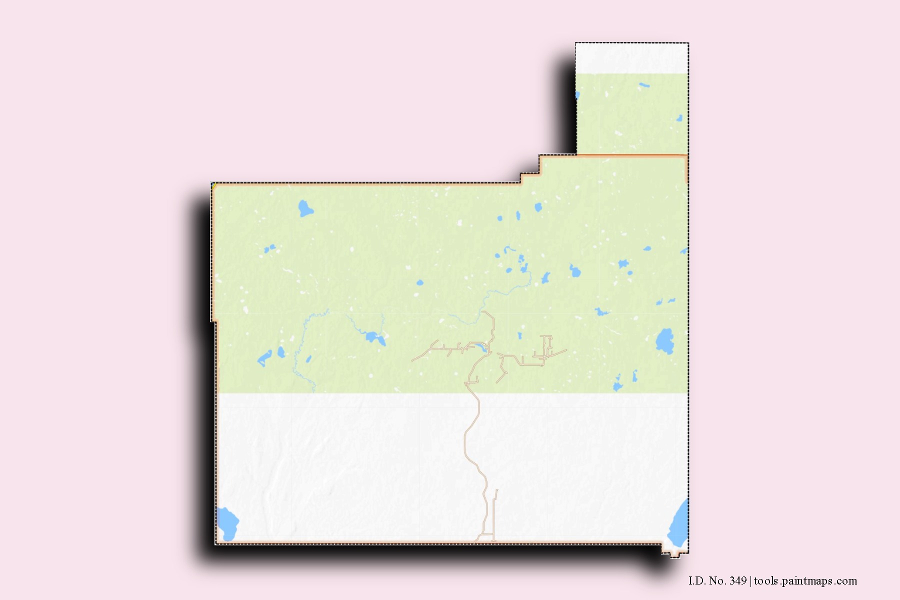 I.D. No. 349 neighborhoods and villages map with 3D shadow effect