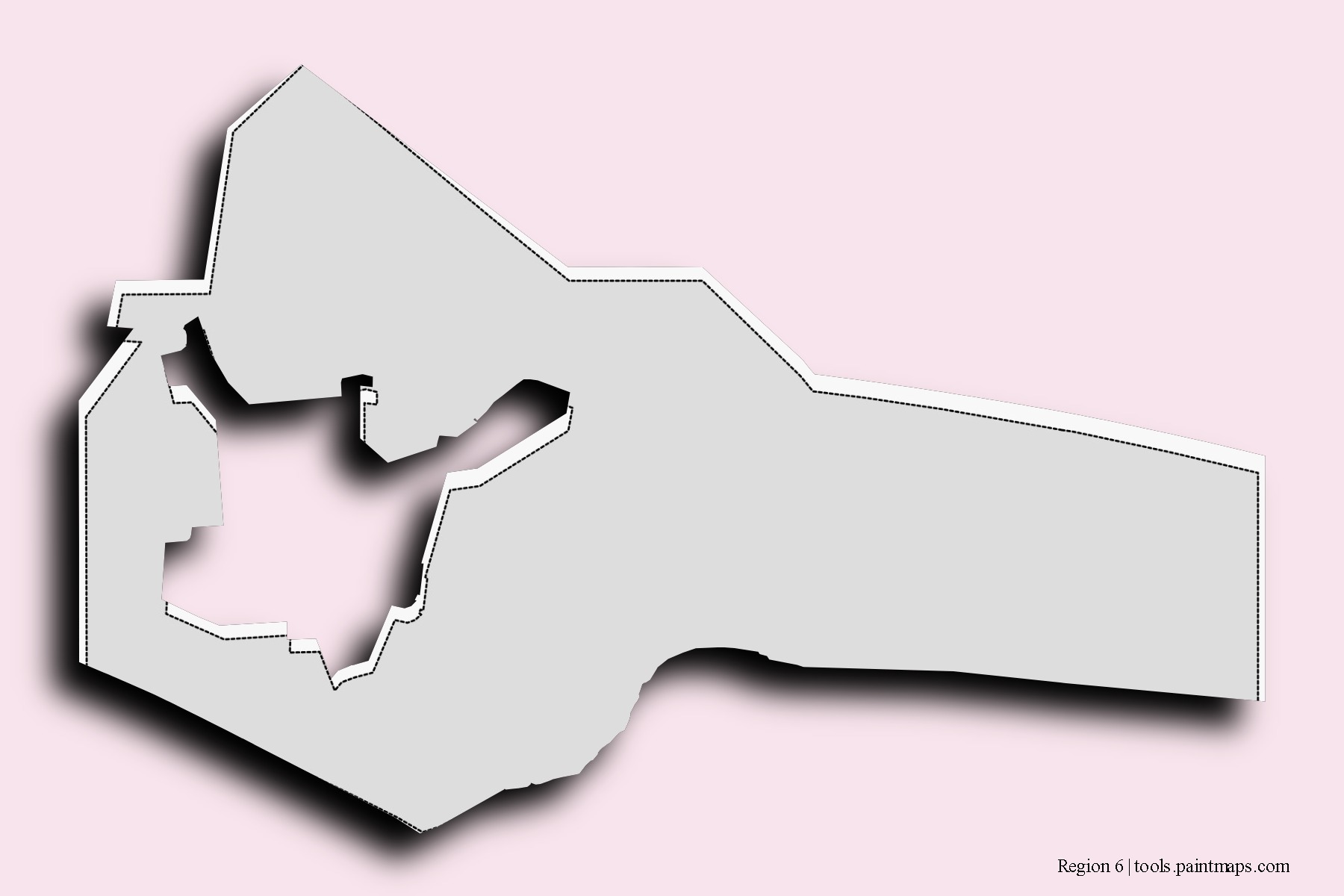 Region 6 neighborhoods and villages map with 3D shadow effect