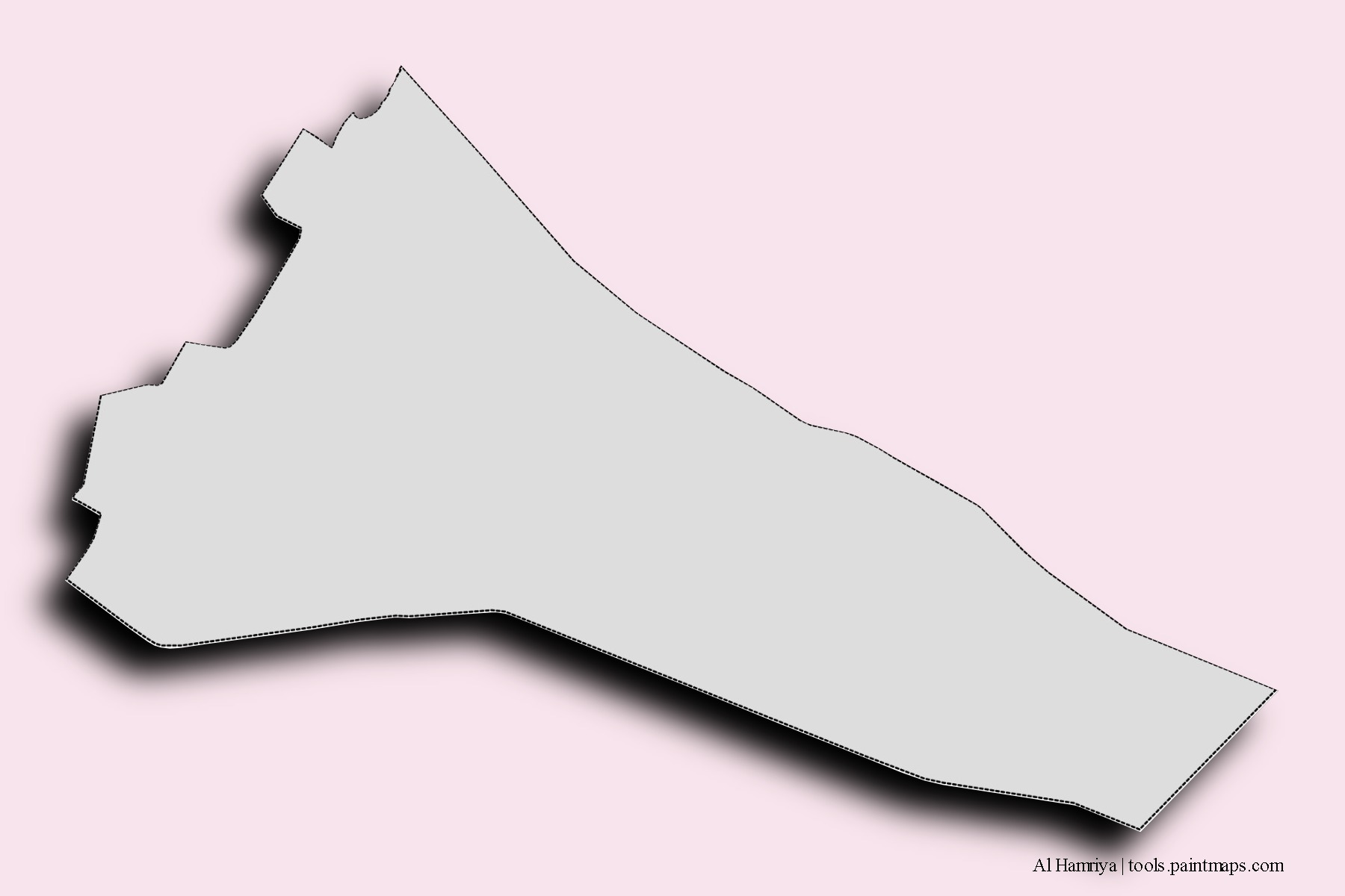 Mapa de barrios y pueblos de Al Hamriya con efecto de sombra 3D