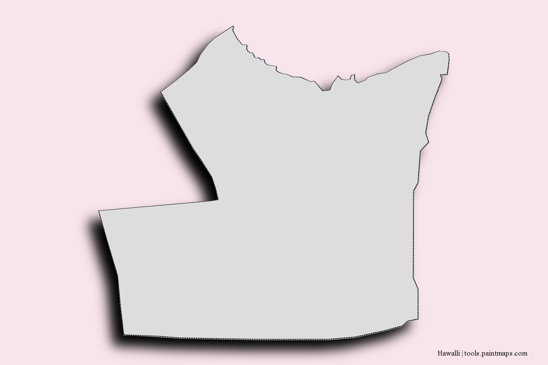 Mapa de barrios y pueblos de Hawalli con efecto de sombra 3D