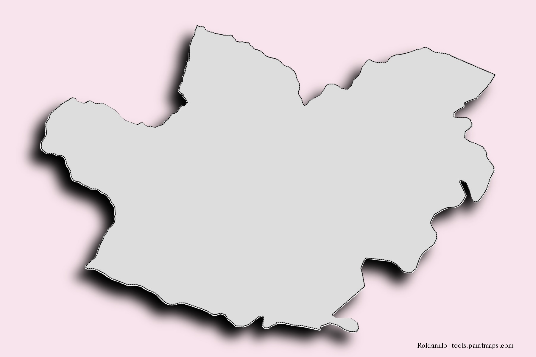 Mapa de barrios y pueblos de Roldanillo con efecto de sombra 3D