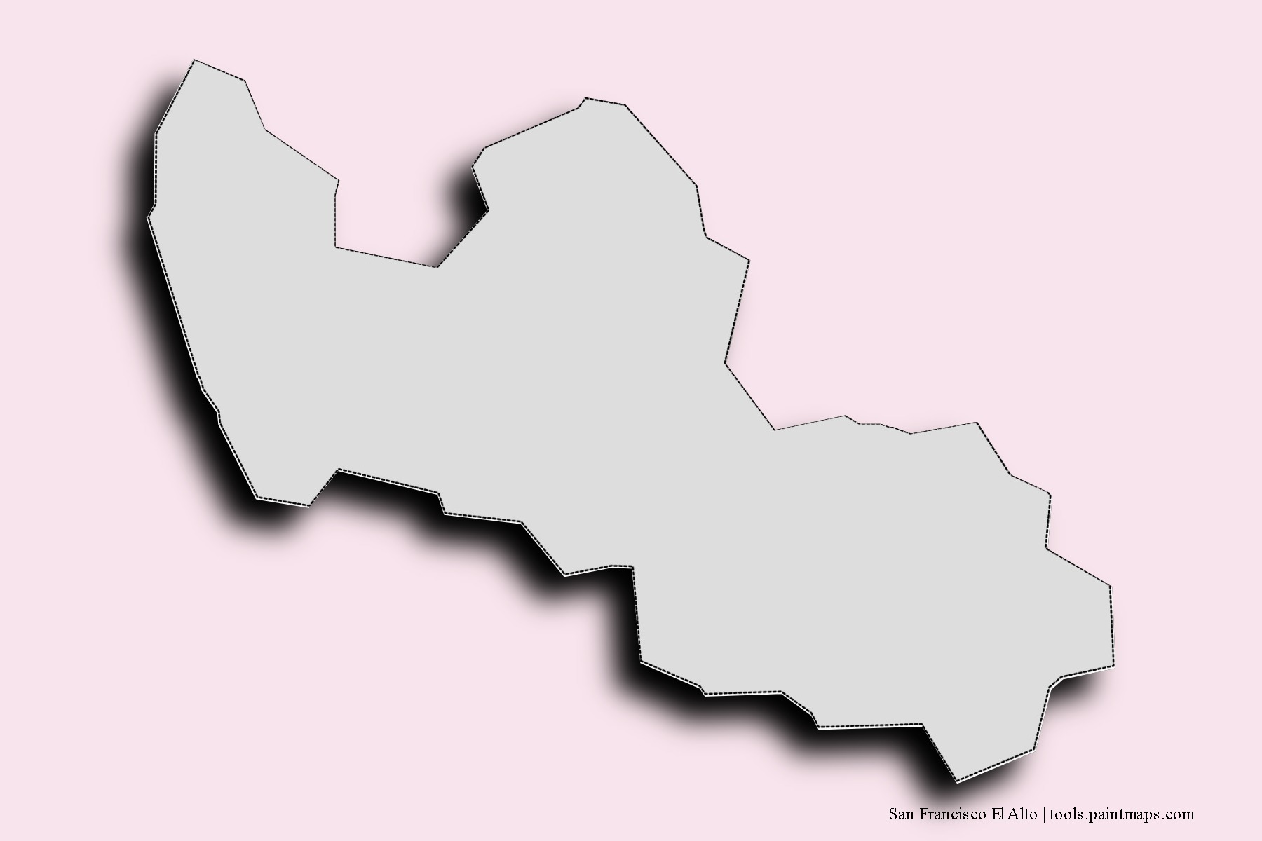 Mapa de barrios y pueblos de San Francisco El Alto con efecto de sombra 3D