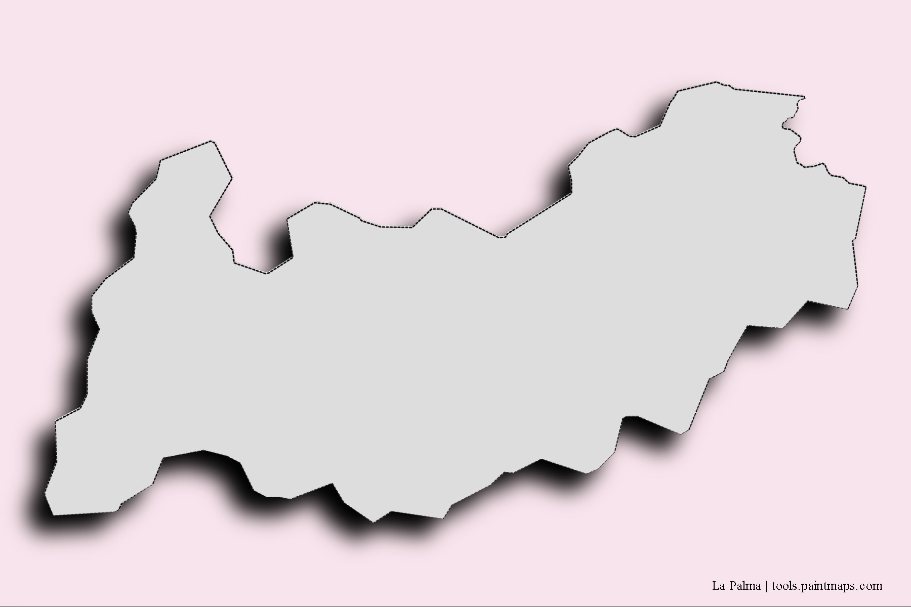 Mapa de barrios y pueblos de La Palma con efecto de sombra 3D