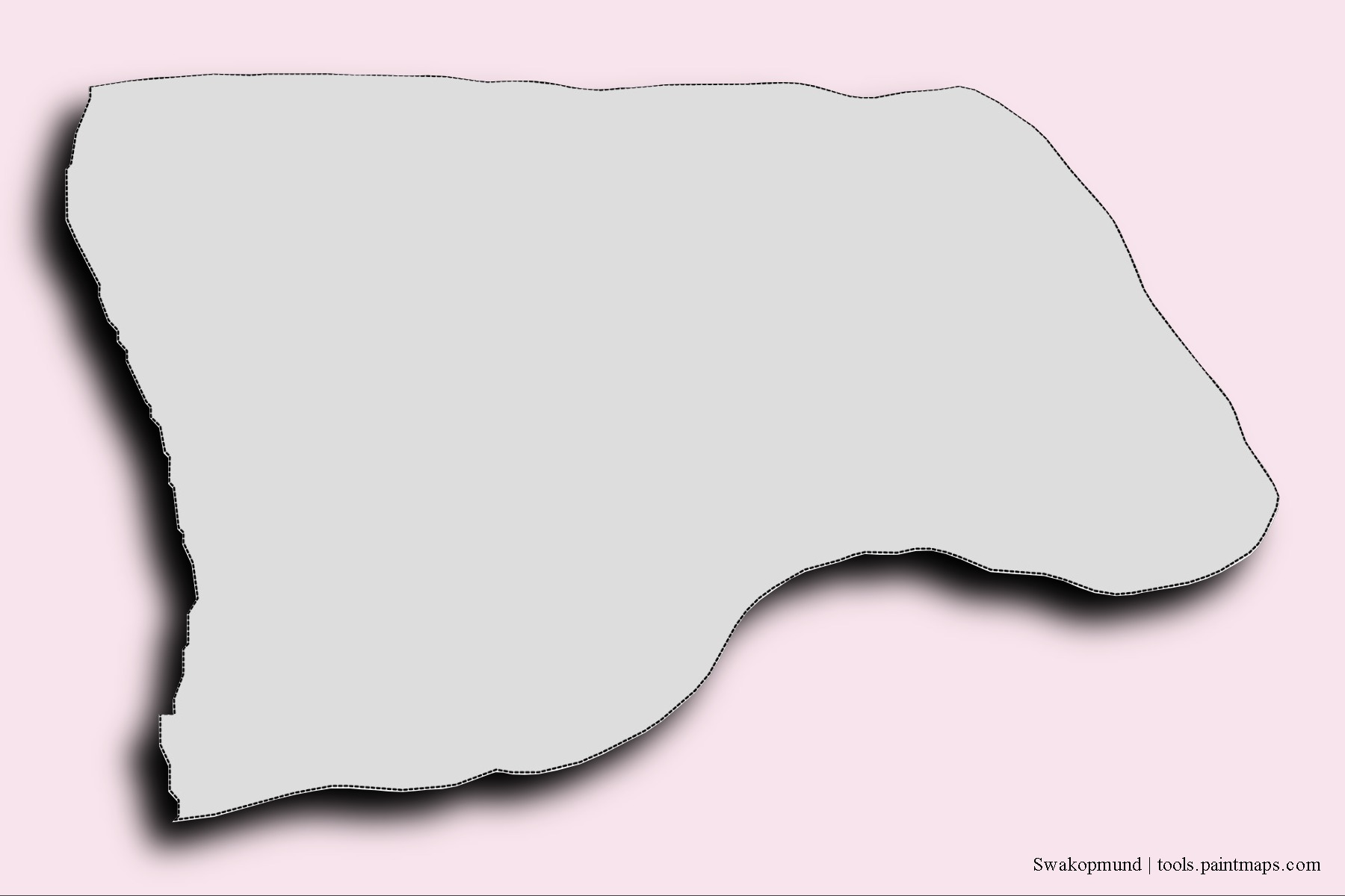 Mapa de barrios y pueblos de Swakopmund con efecto de sombra 3D