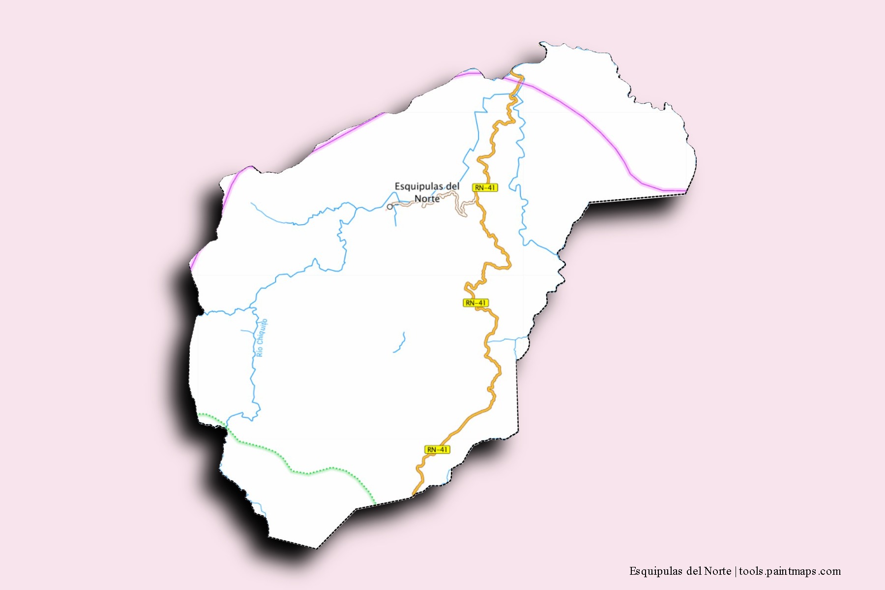 Esquipulas del Norte neighborhoods and villages map with 3D shadow effect