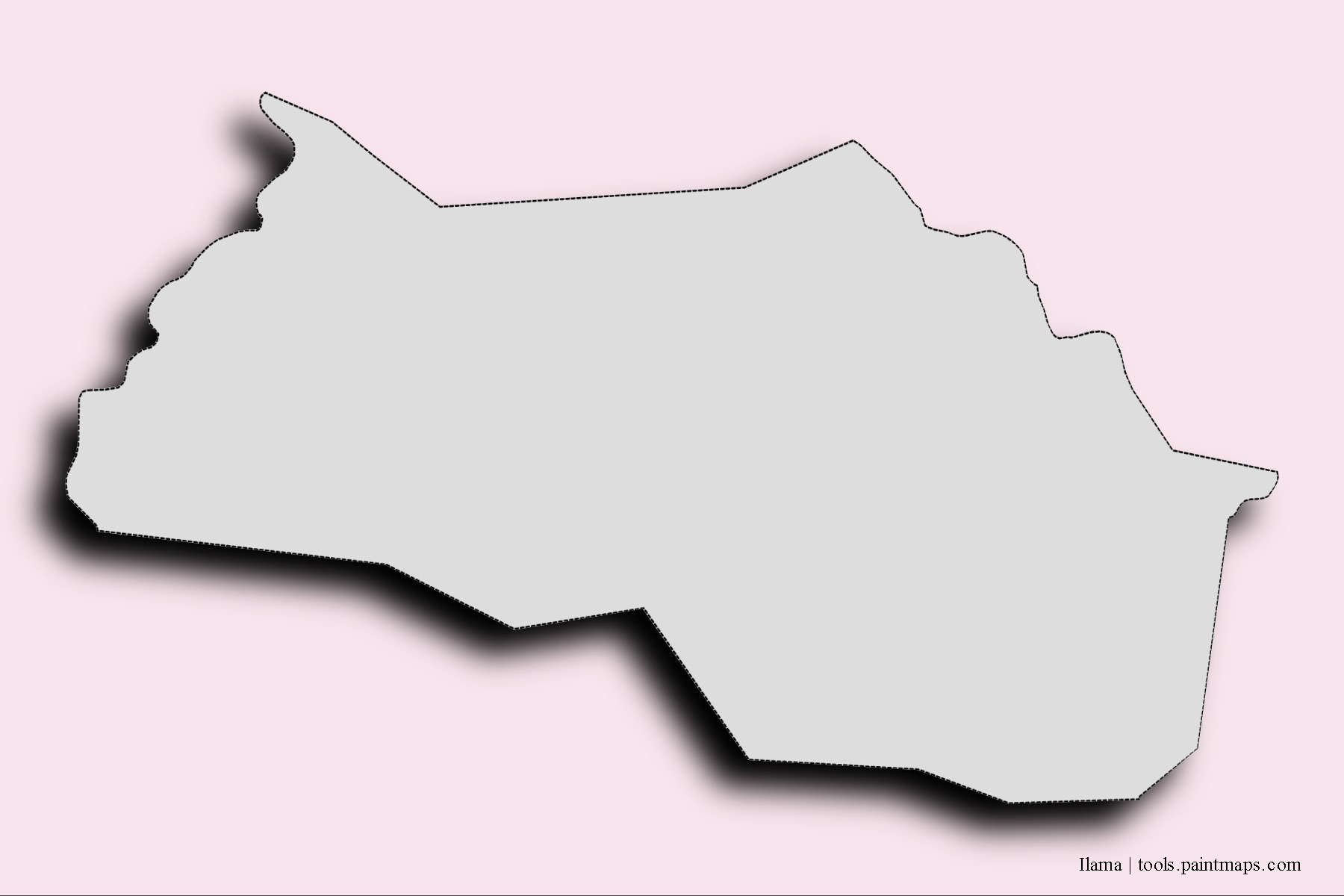 Mapa de barrios y pueblos de Ilama con efecto de sombra 3D