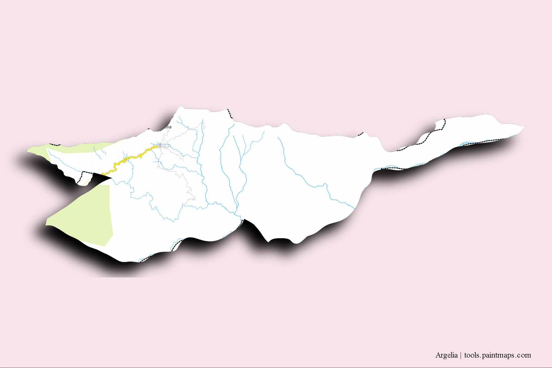 Mapa de barrios y pueblos de Argelia con efecto de sombra 3D