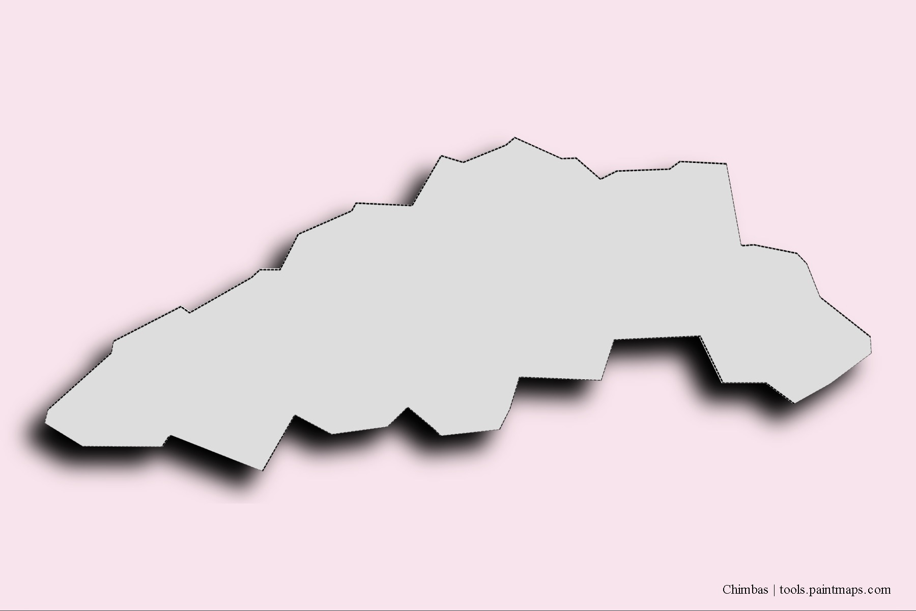 Mapa de barrios y pueblos de Chimbas con efecto de sombra 3D