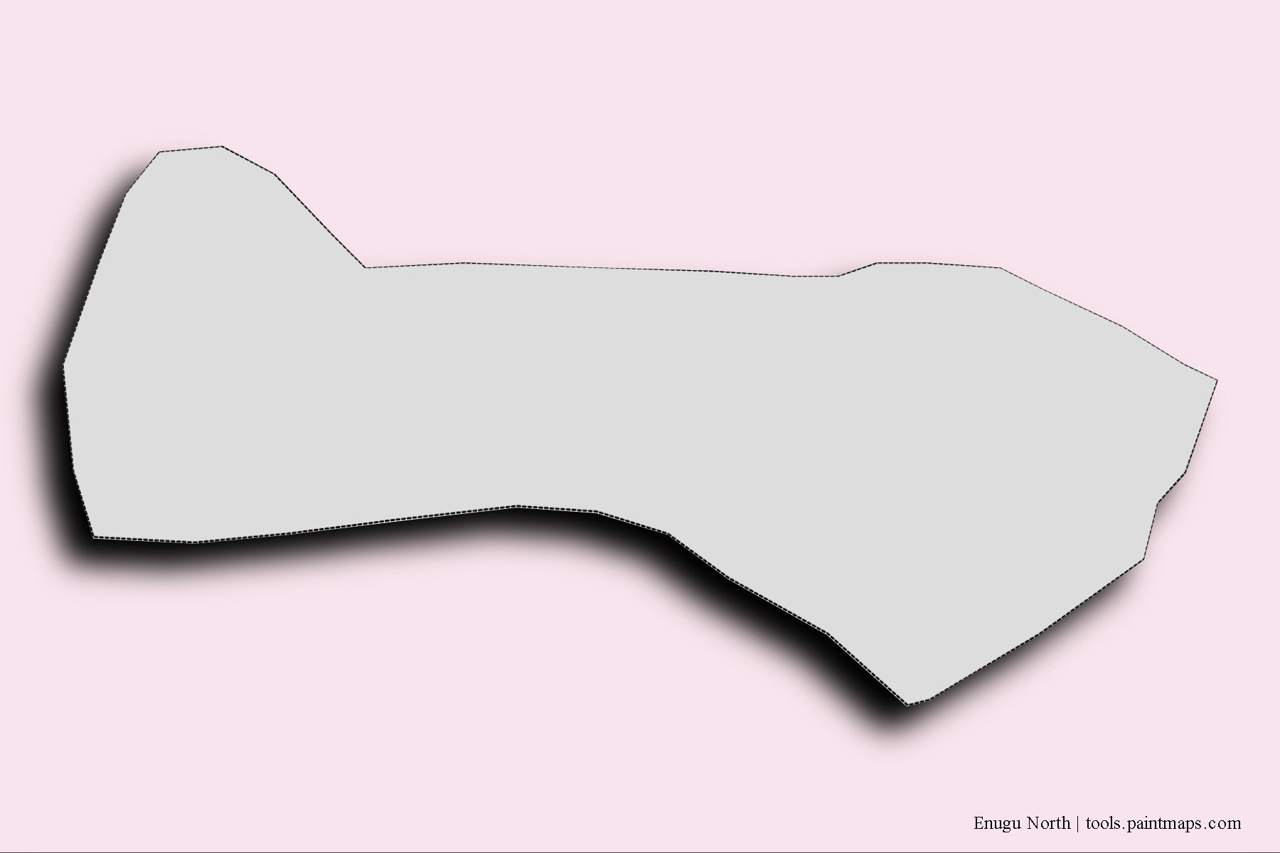 Mapa de barrios y pueblos de Enugu North con efecto de sombra 3D