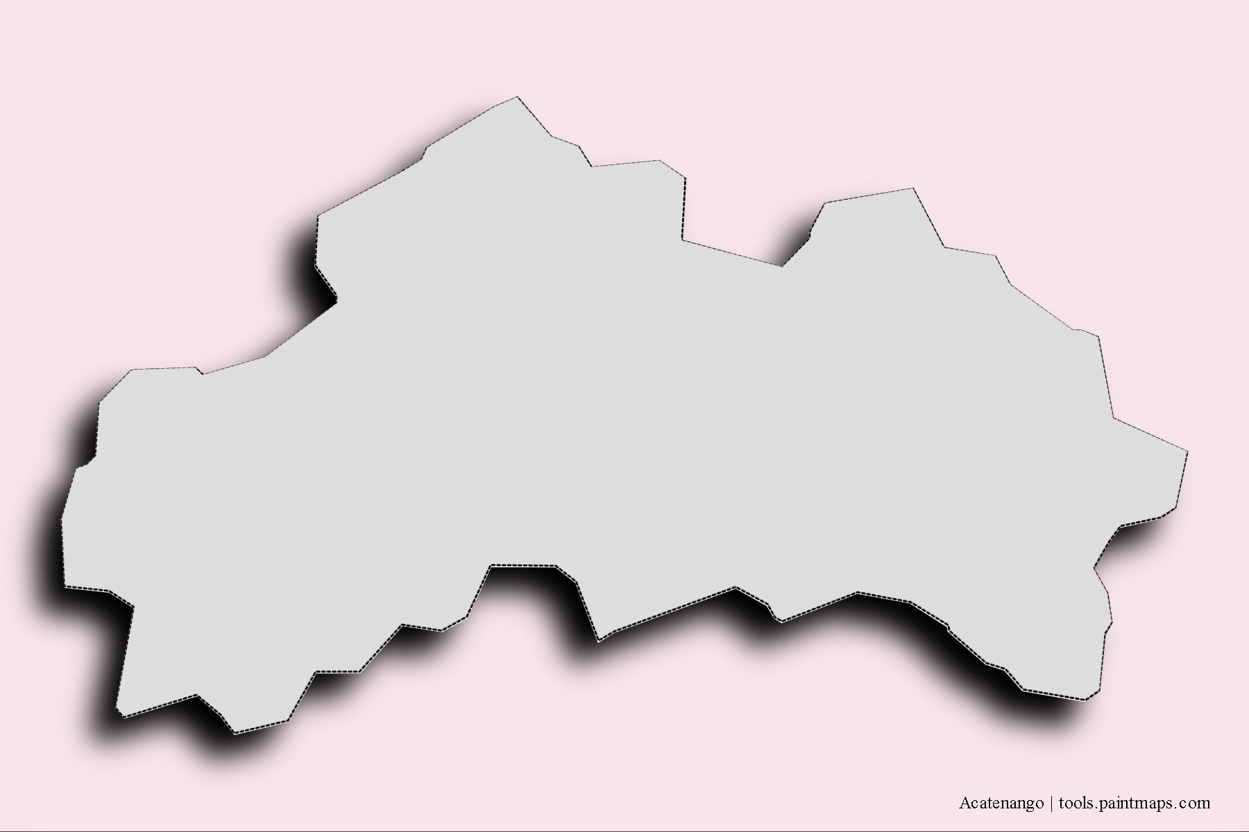 Mapa de barrios y pueblos de Acatenango con efecto de sombra 3D