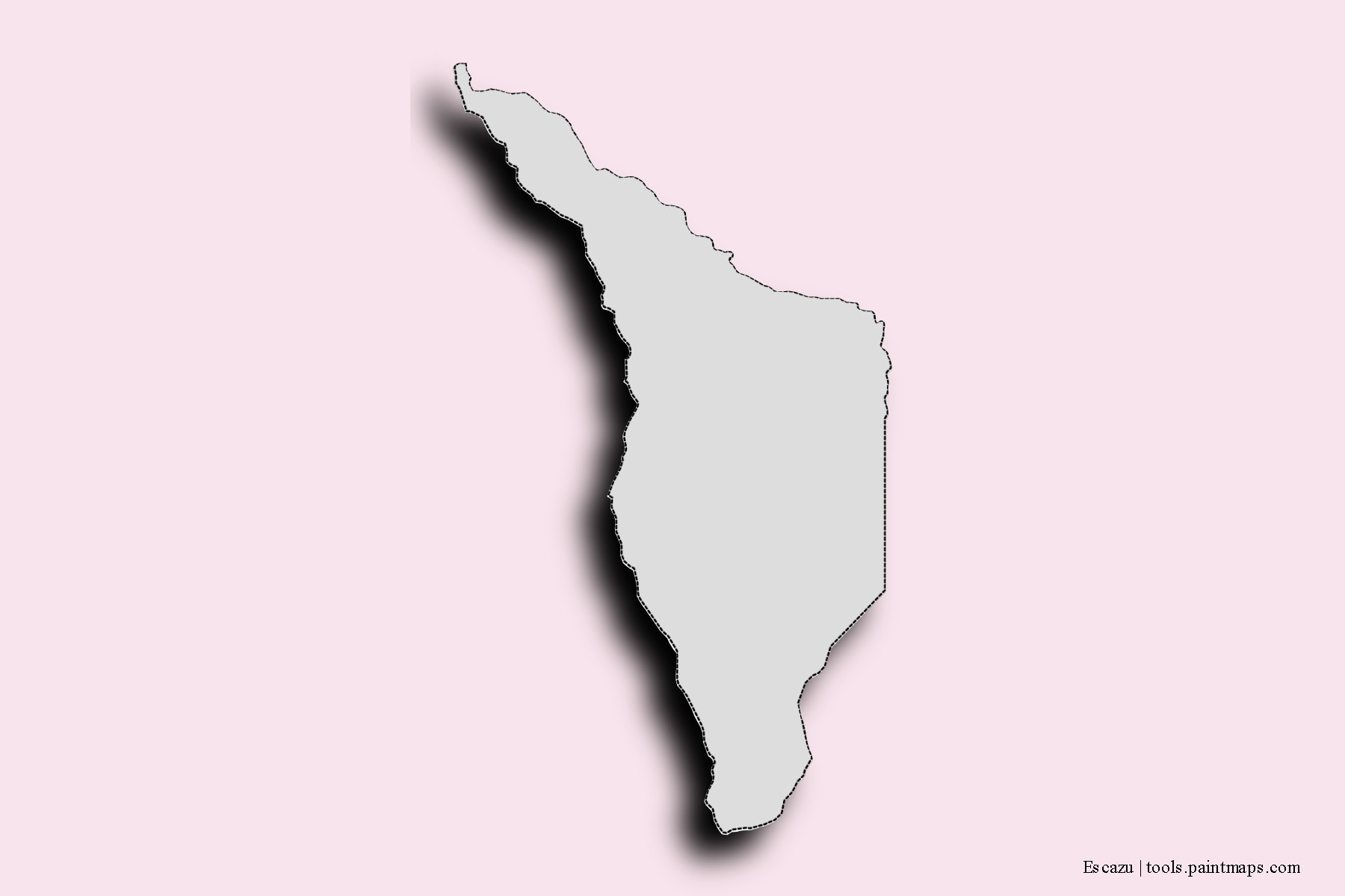 Mapa de barrios y pueblos de Escazu con efecto de sombra 3D