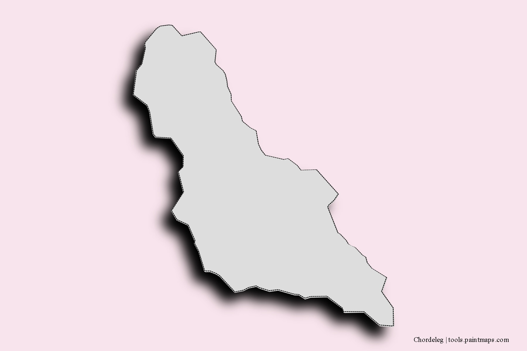 Mapa de barrios y pueblos de Chordeleg con efecto de sombra 3D