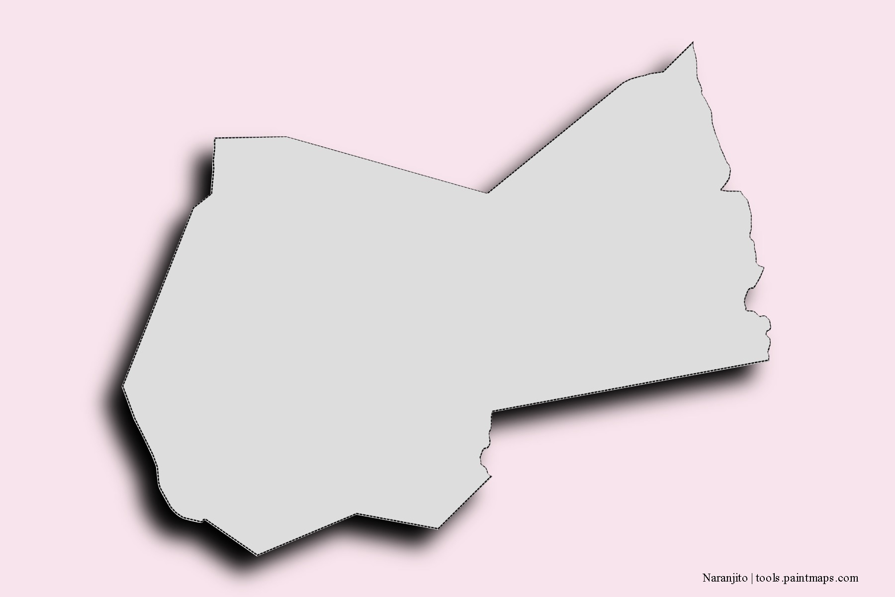 Mapa de barrios y pueblos de Naranjito con efecto de sombra 3D