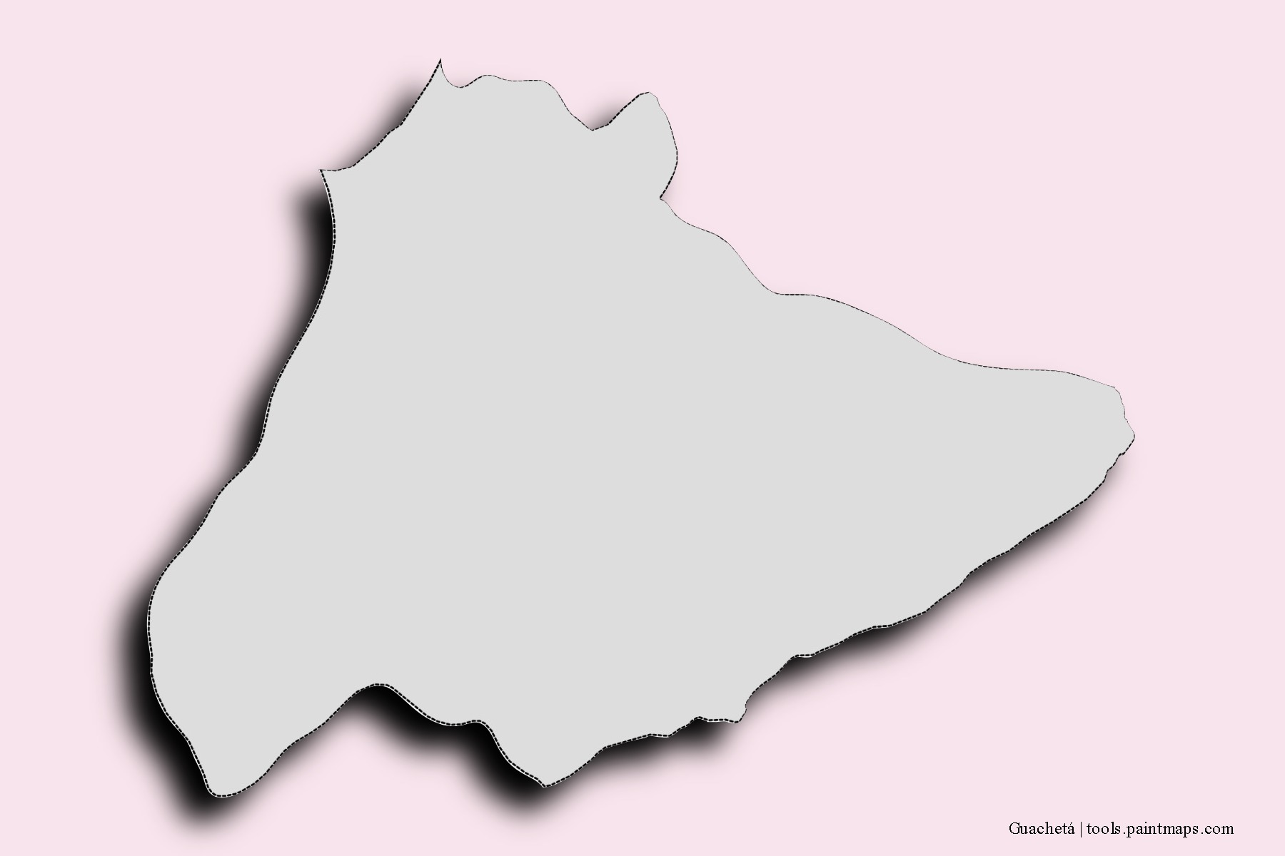 Mapa de barrios y pueblos de Guachetá con efecto de sombra 3D