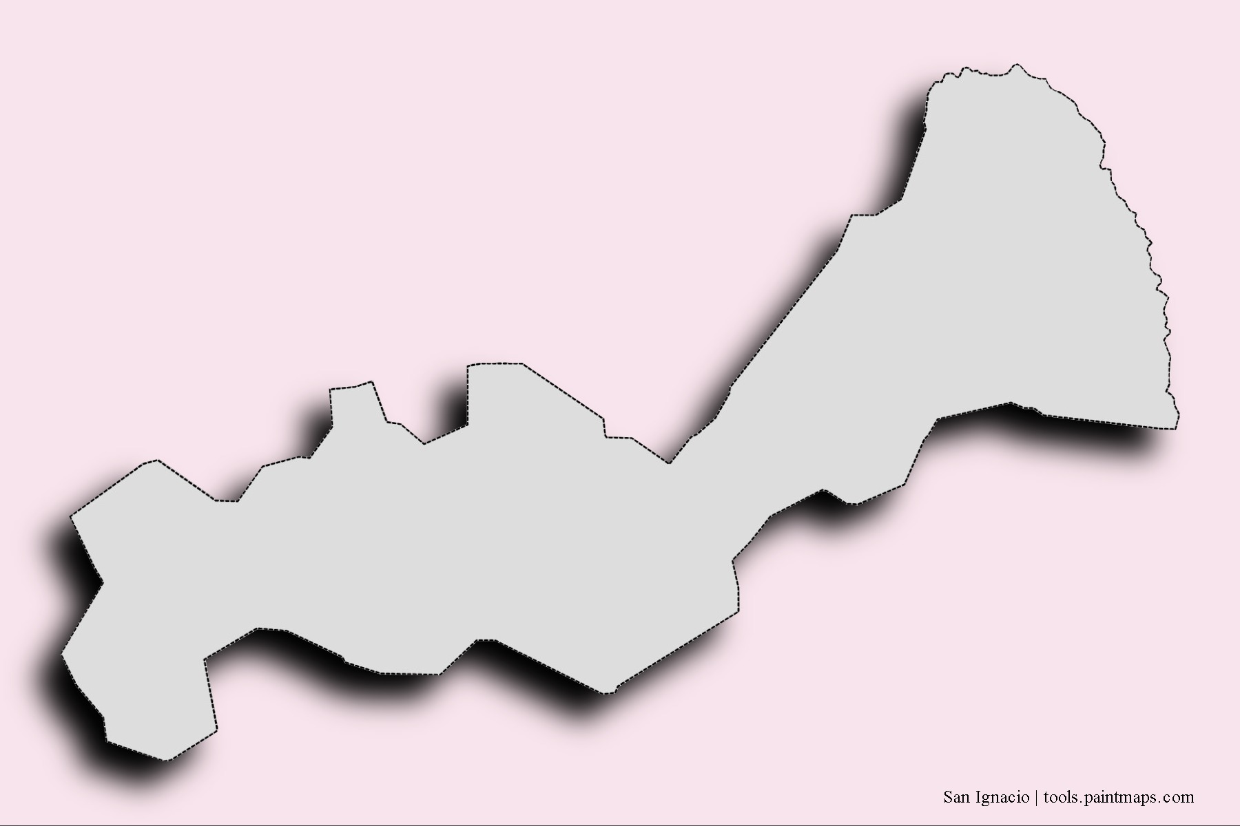 San Ignacio neighborhoods and villages map with 3D shadow effect