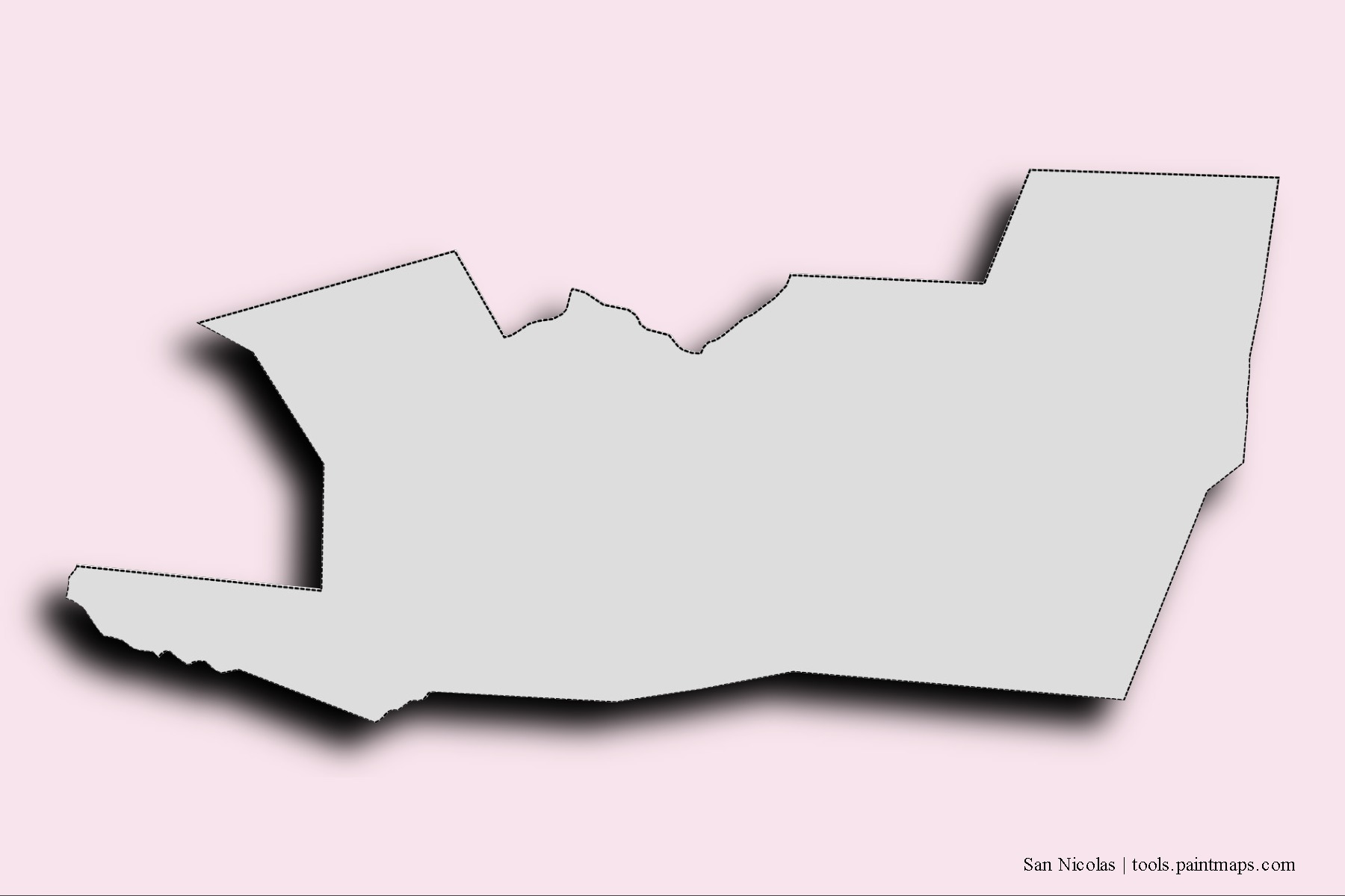 3D gölge efektli San Nicolas mahalleleri ve köyleri haritası