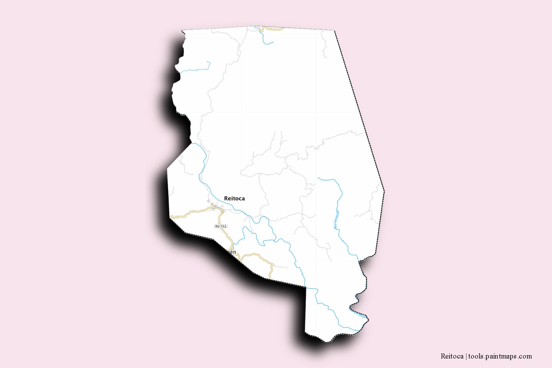 Mapa de barrios y pueblos de Reitoca con efecto de sombra 3D