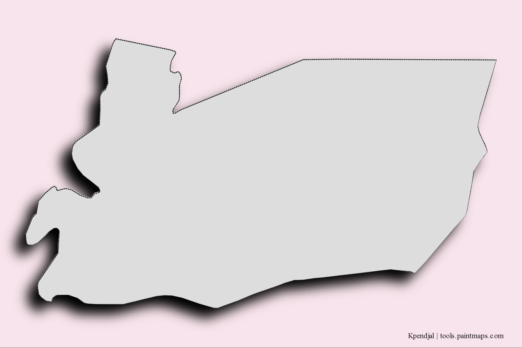 Mapa de barrios y pueblos de Kpendjal con efecto de sombra 3D