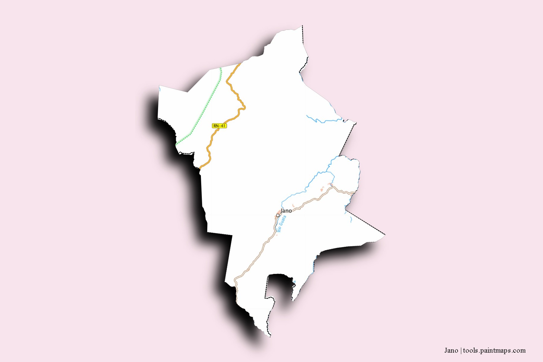 Mapa de barrios y pueblos de Jano con efecto de sombra 3D