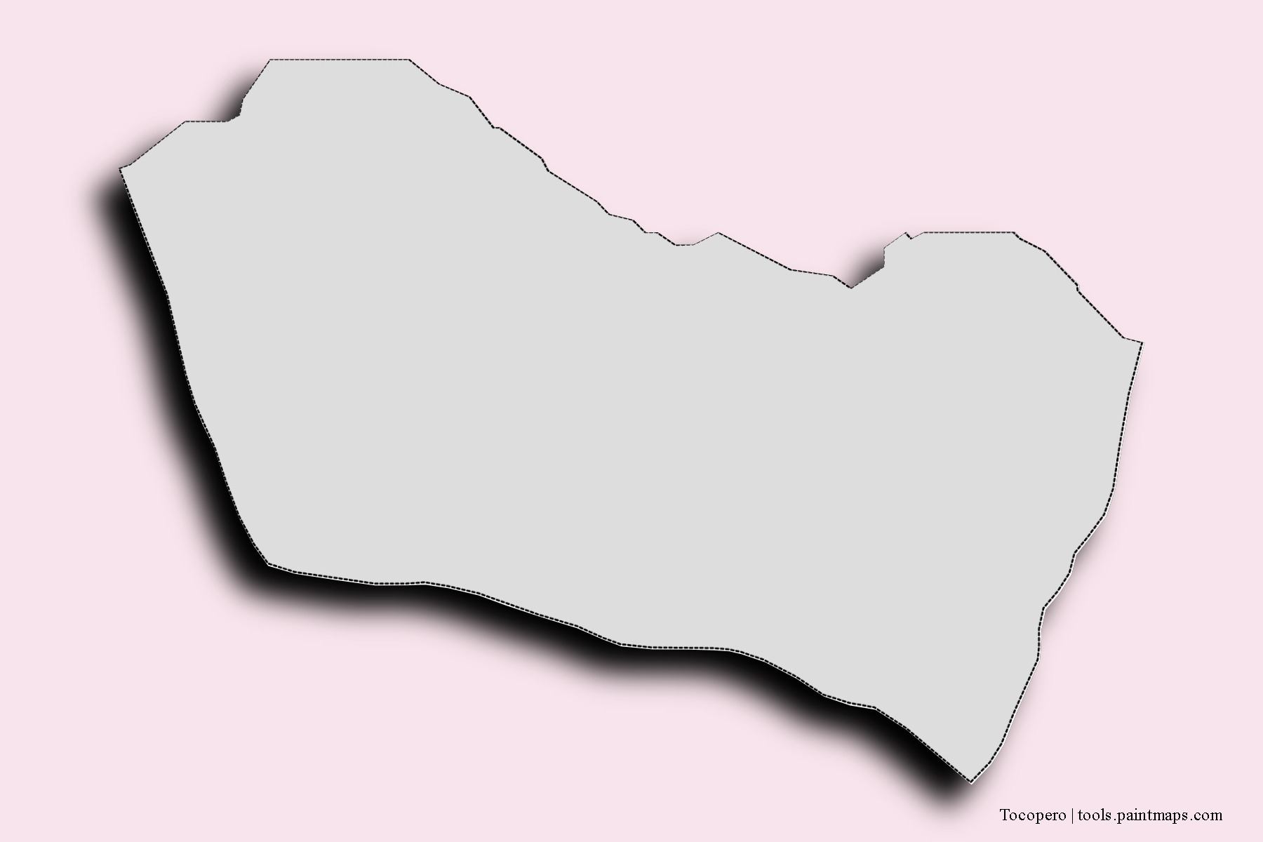 Mapa de barrios y pueblos de Tocopero con efecto de sombra 3D