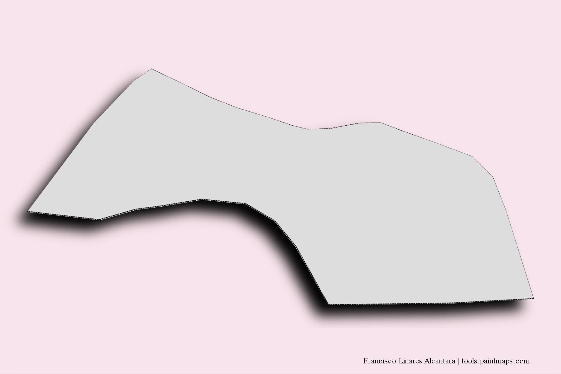 3D gölge efektli Francisco Linares Alcantara mahalleleri ve köyleri haritası
