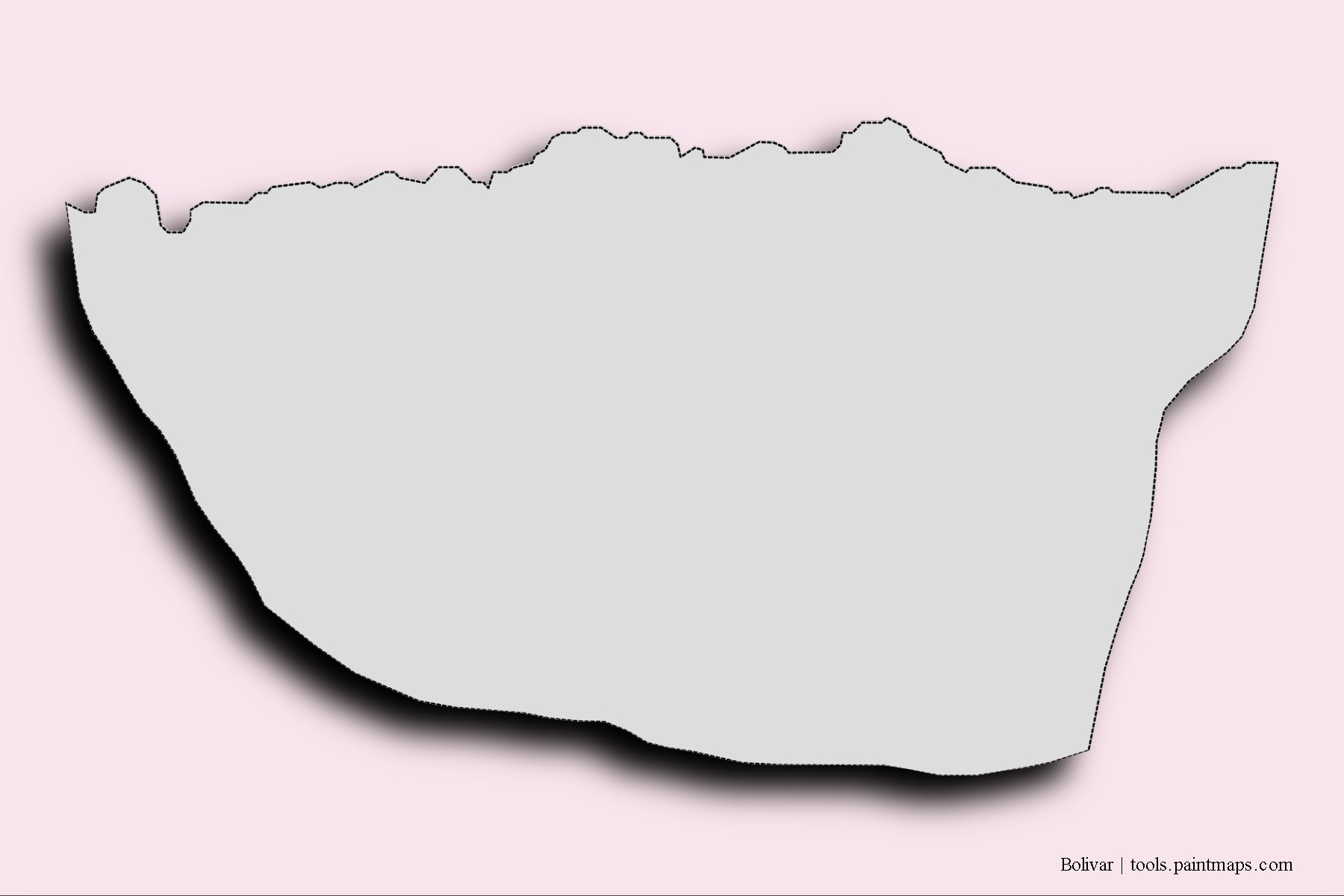 Bolivar neighborhoods and villages map with 3D shadow effect