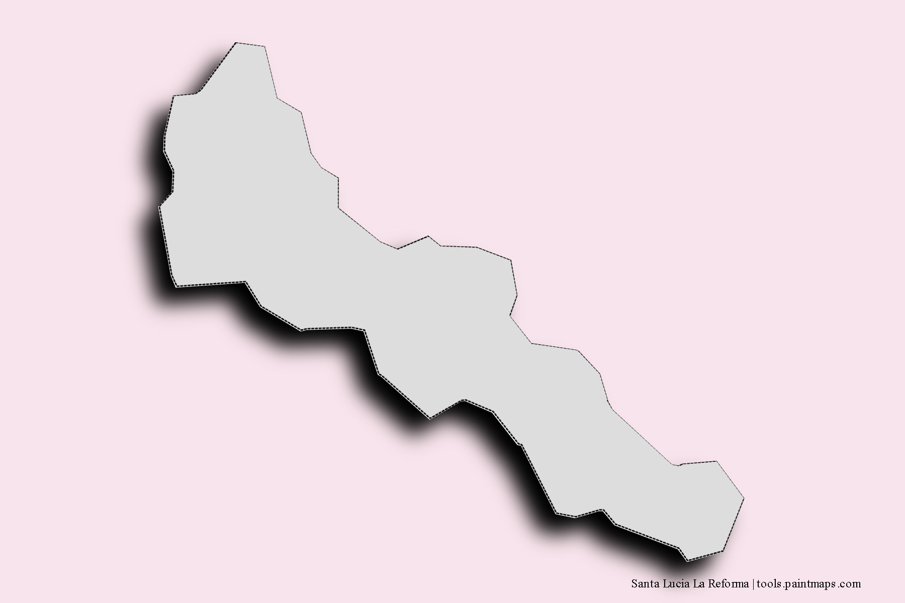 Mapa de barrios y pueblos de Santa Lucia La Reforma con efecto de sombra 3D