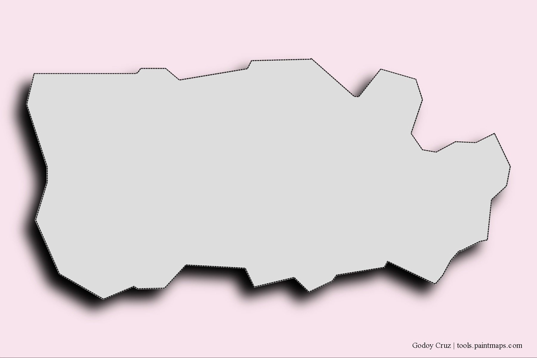 Godoy Cruz neighborhoods and villages map with 3D shadow effect