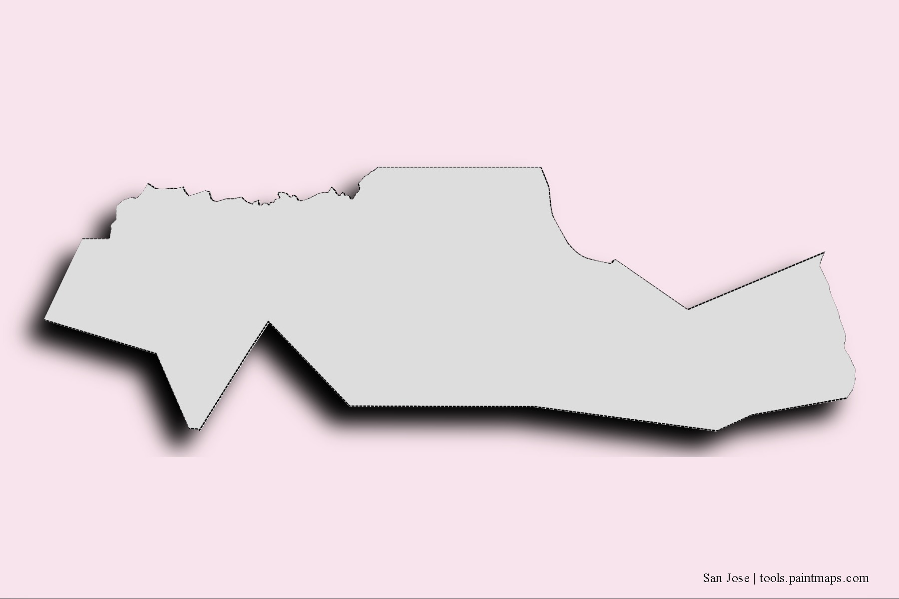 Mapa de barrios y pueblos de San Jose con efecto de sombra 3D