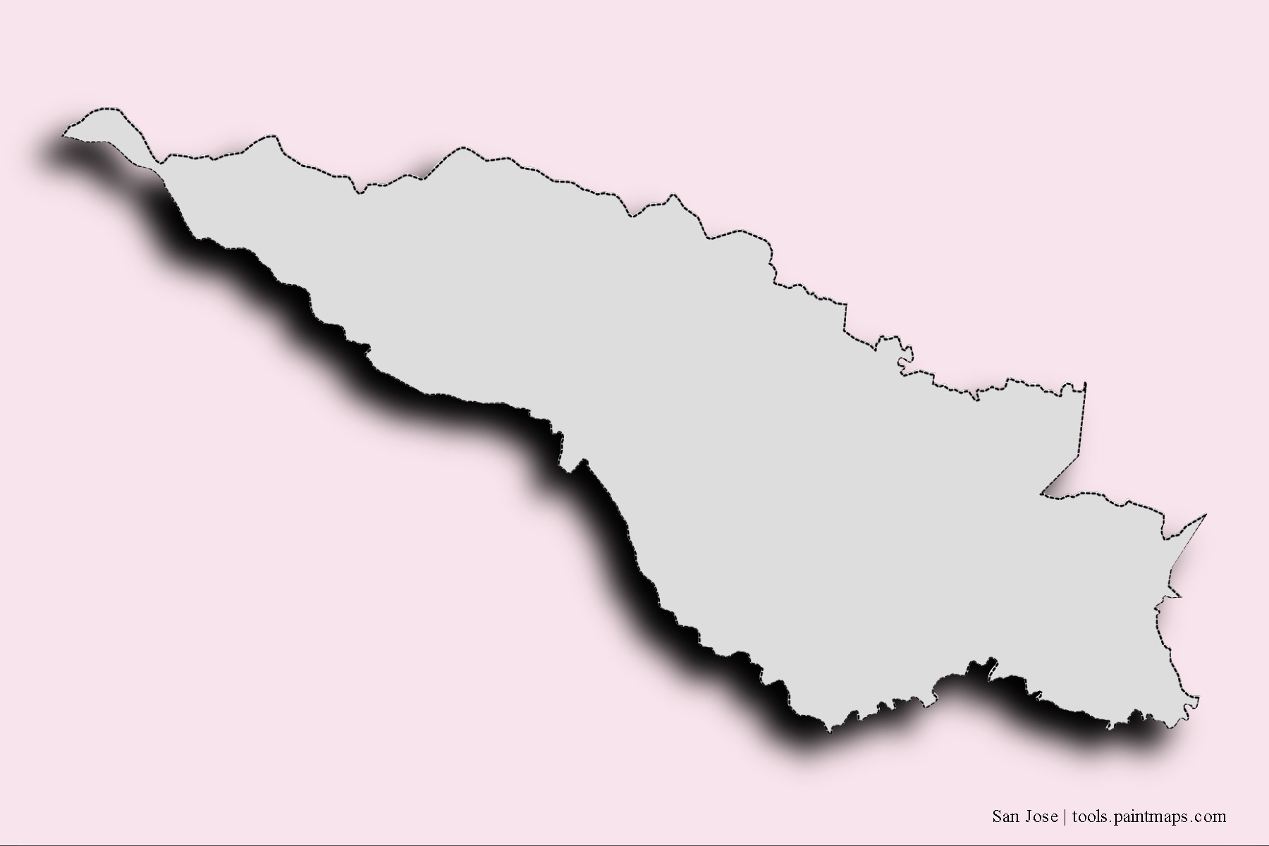 Mapa de barrios y pueblos de San Jose con efecto de sombra 3D