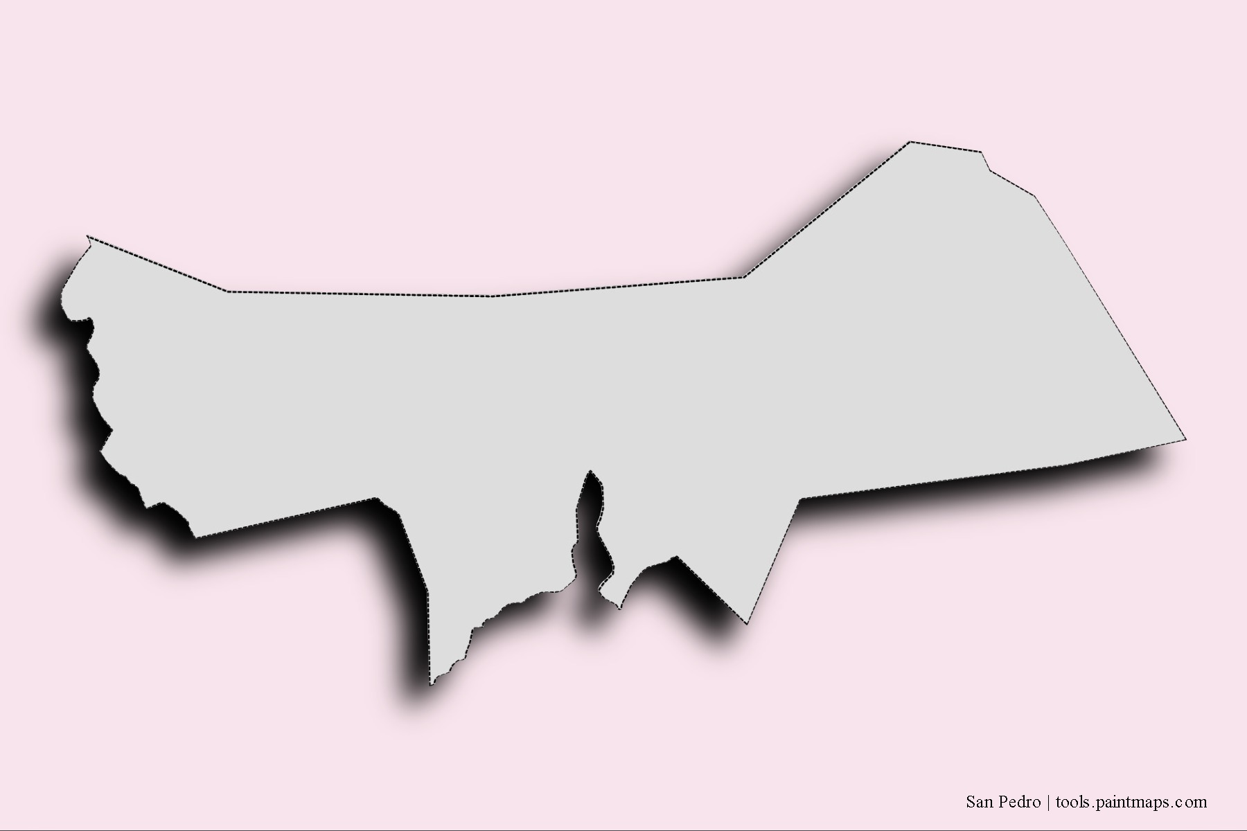 San Pedro neighborhoods and villages map with 3D shadow effect