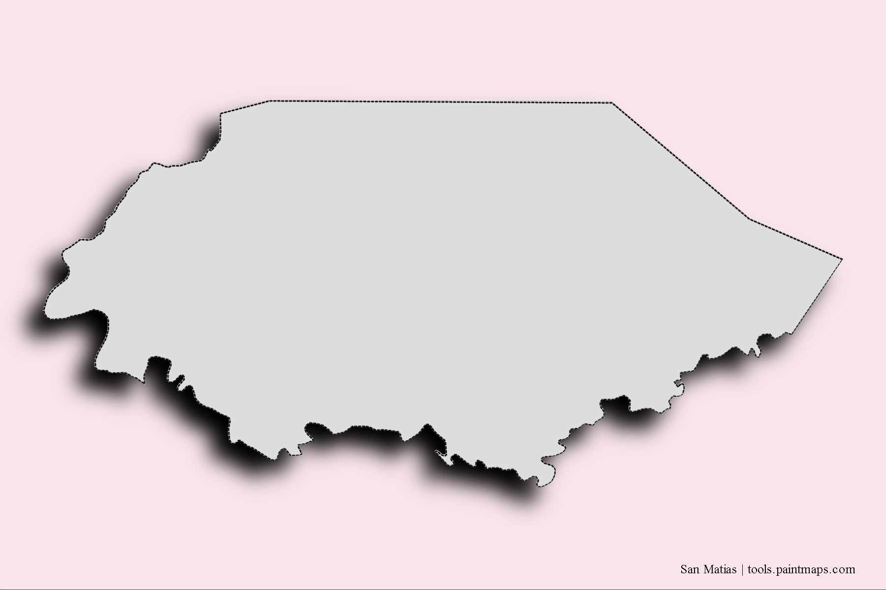 Mapa de barrios y pueblos de San Matias con efecto de sombra 3D