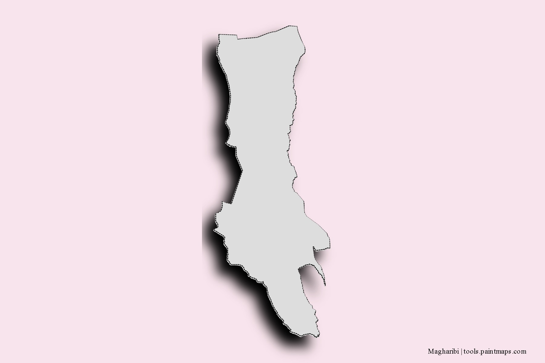 Mapa de barrios y pueblos de Magharibi con efecto de sombra 3D