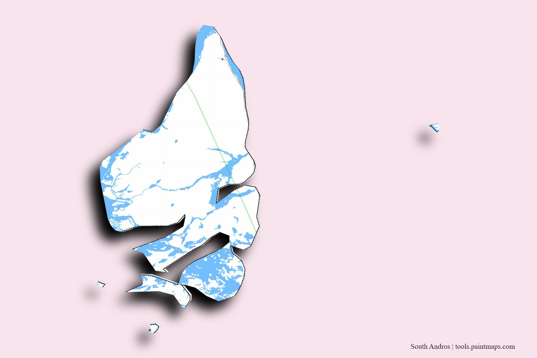 South Andros and counties map with 3D shadow effect