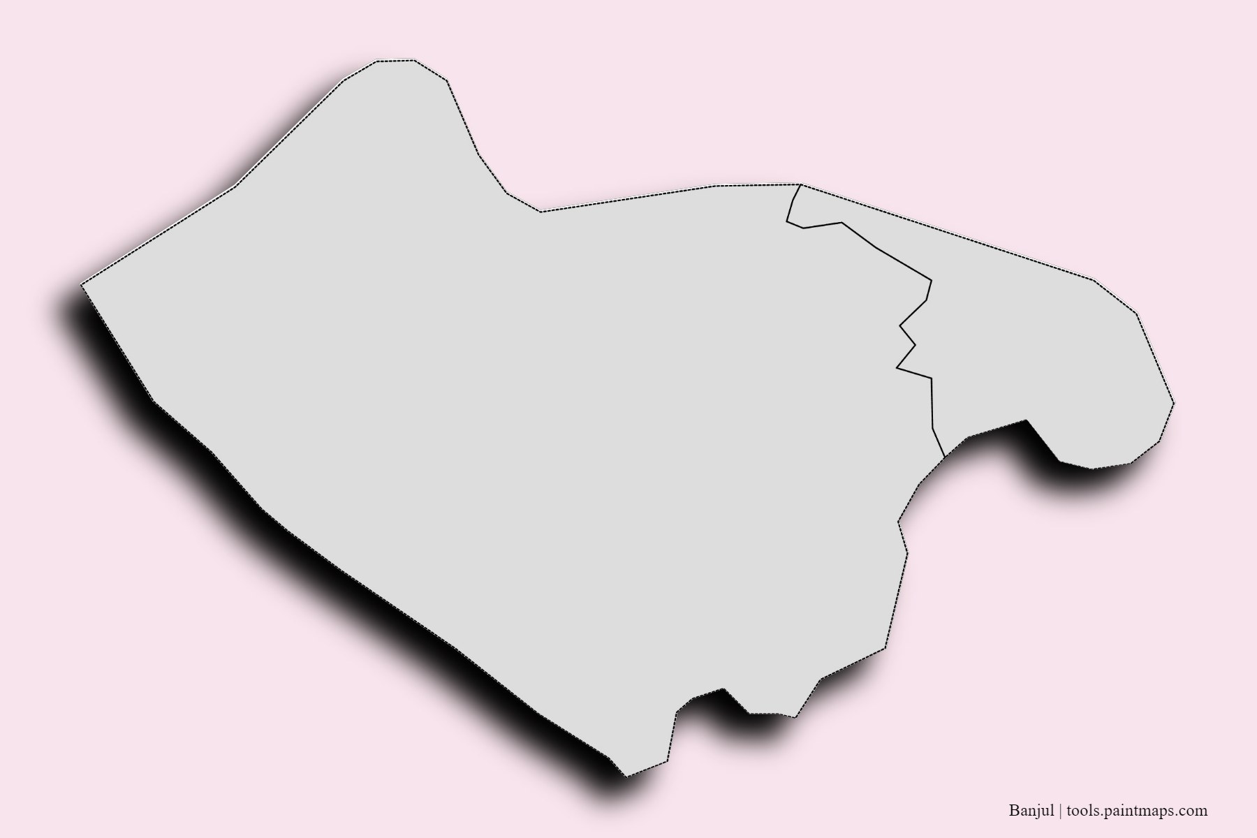 Banjul and counties map with 3D shadow effect