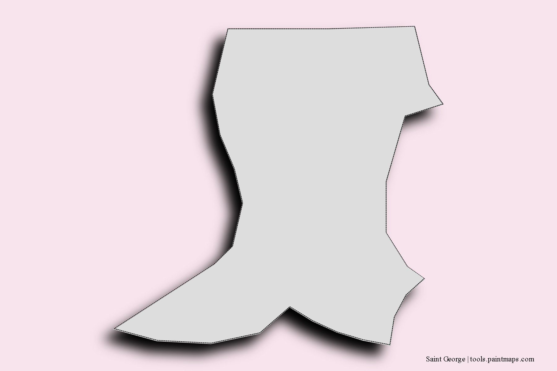 Saint George and counties map with 3D shadow effect