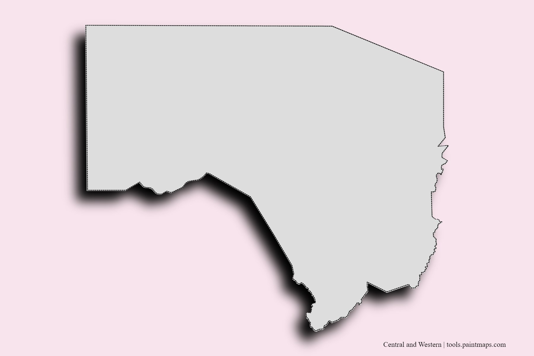 Central and Western and counties map with 3D shadow effect