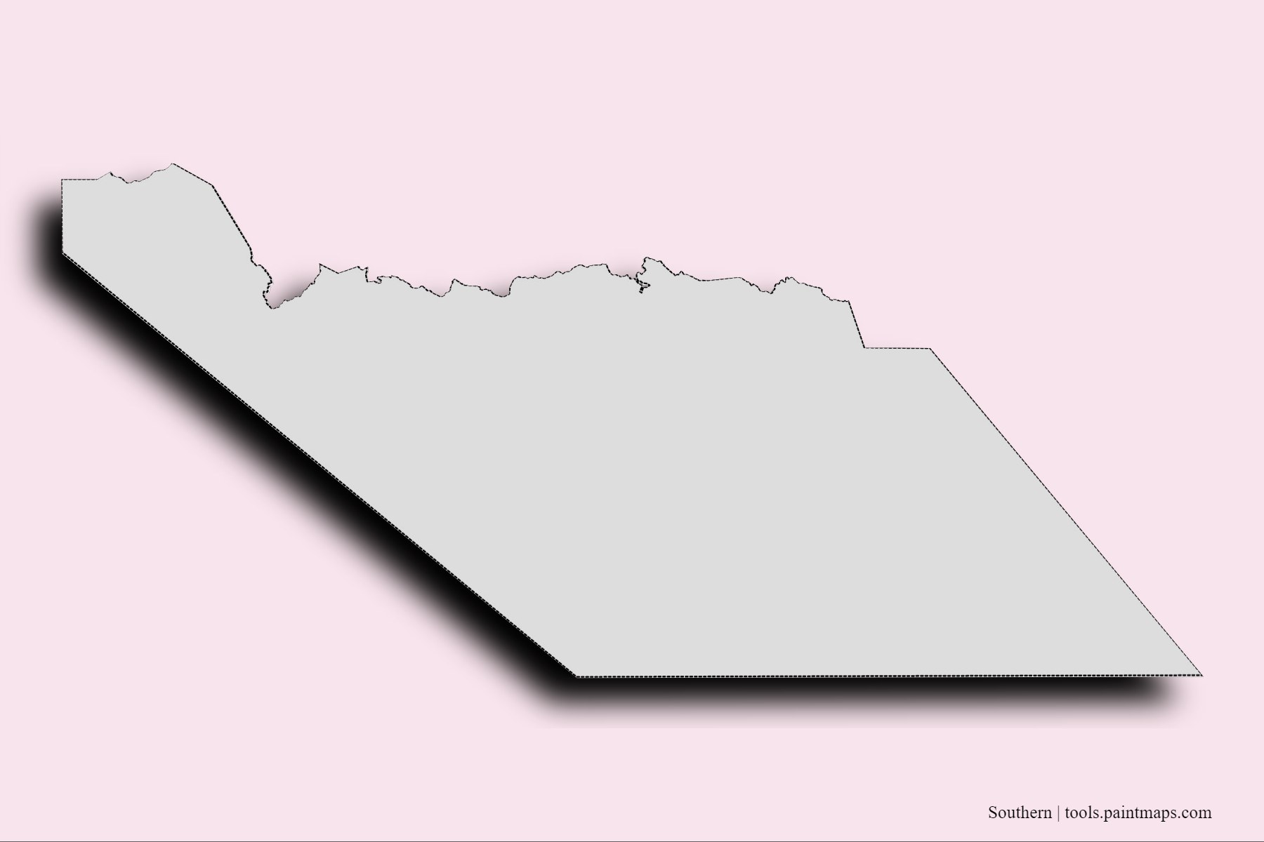 Southern and counties map with 3D shadow effect