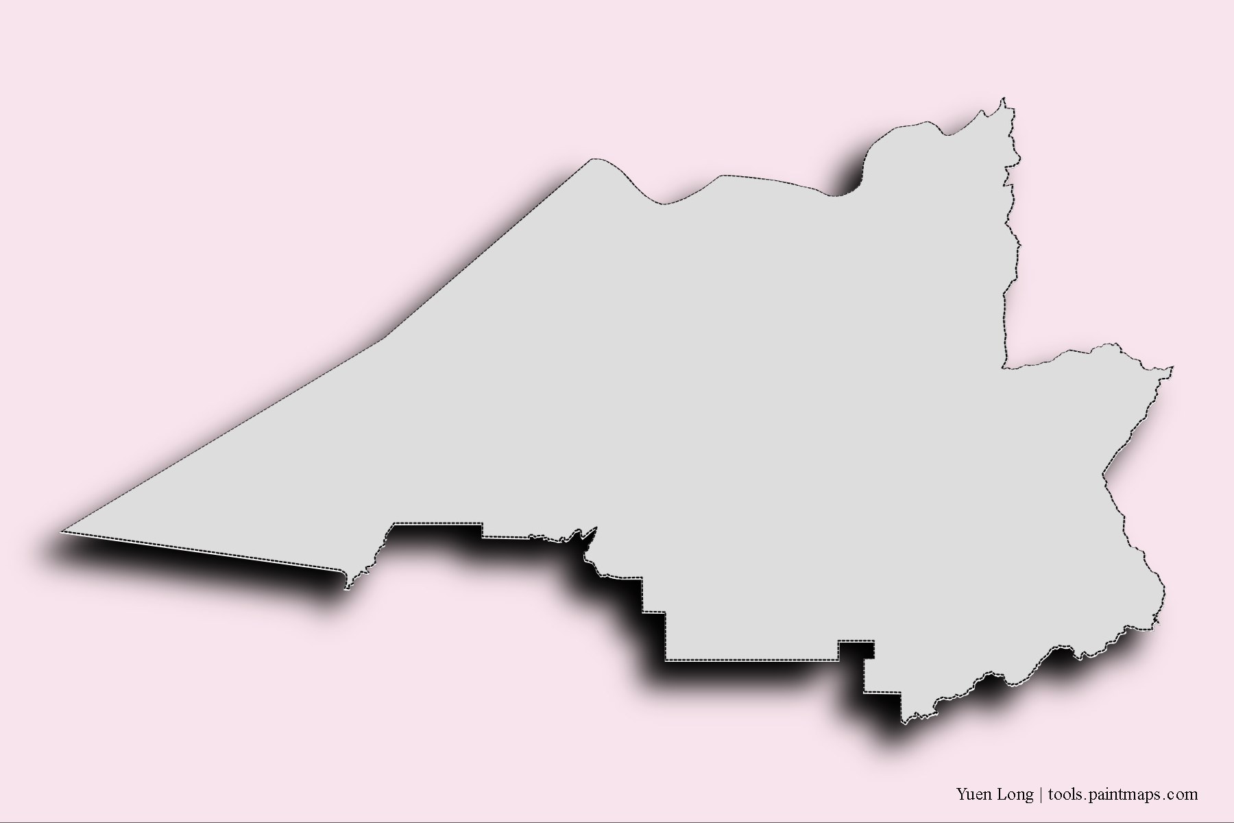 Yuen Long and counties map with 3D shadow effect