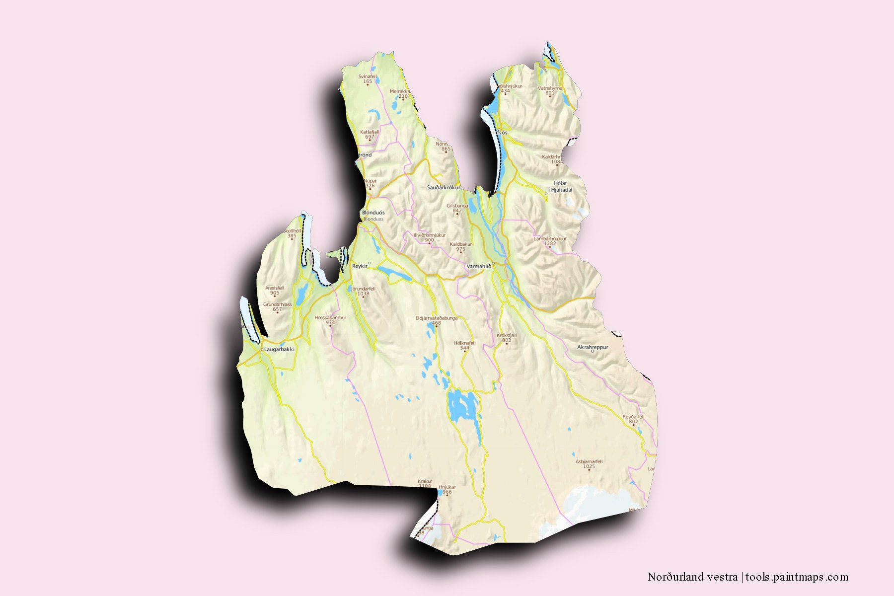 Northwest and counties map with 3D shadow effect