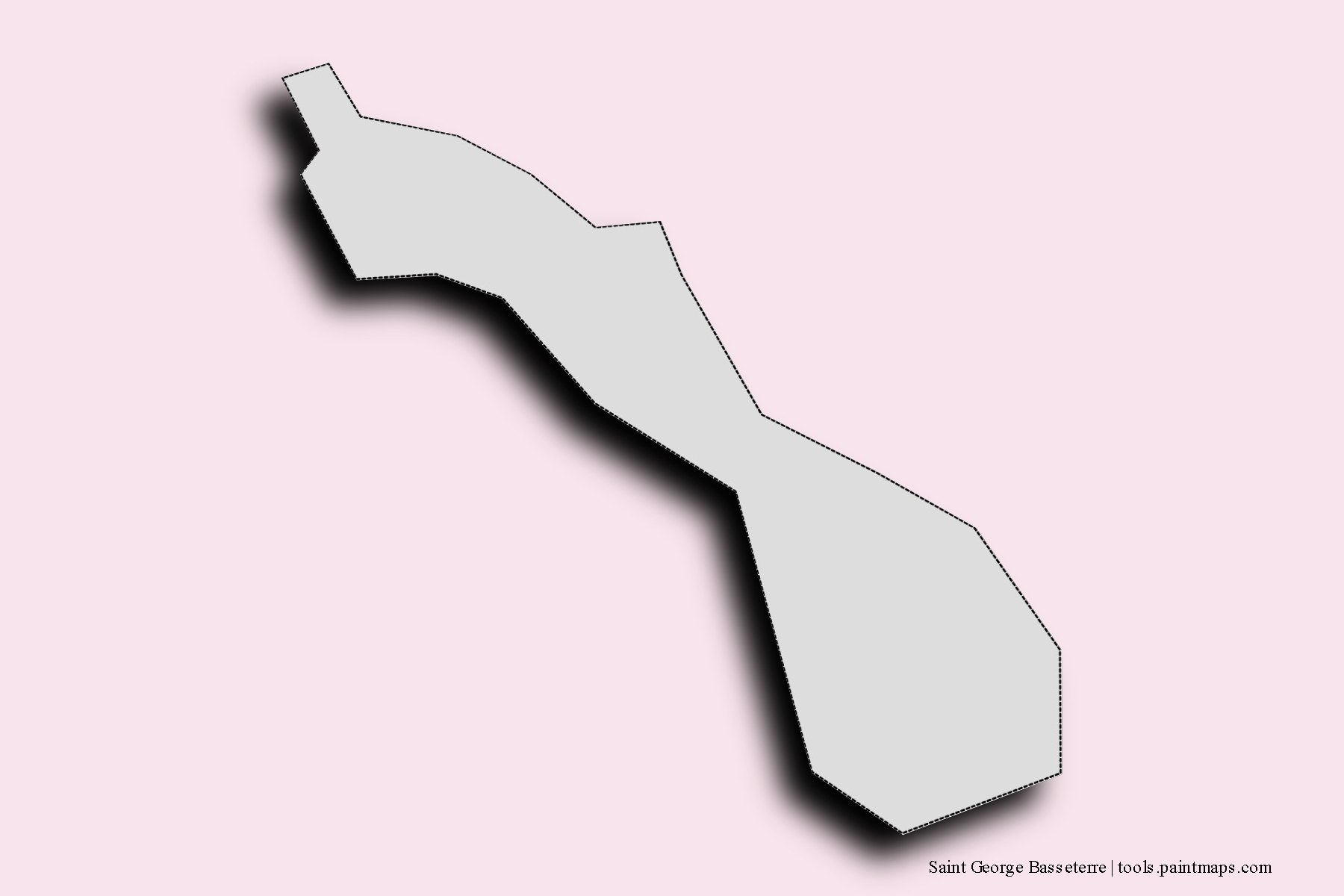 Saint George Basseterre and counties map with 3D shadow effect