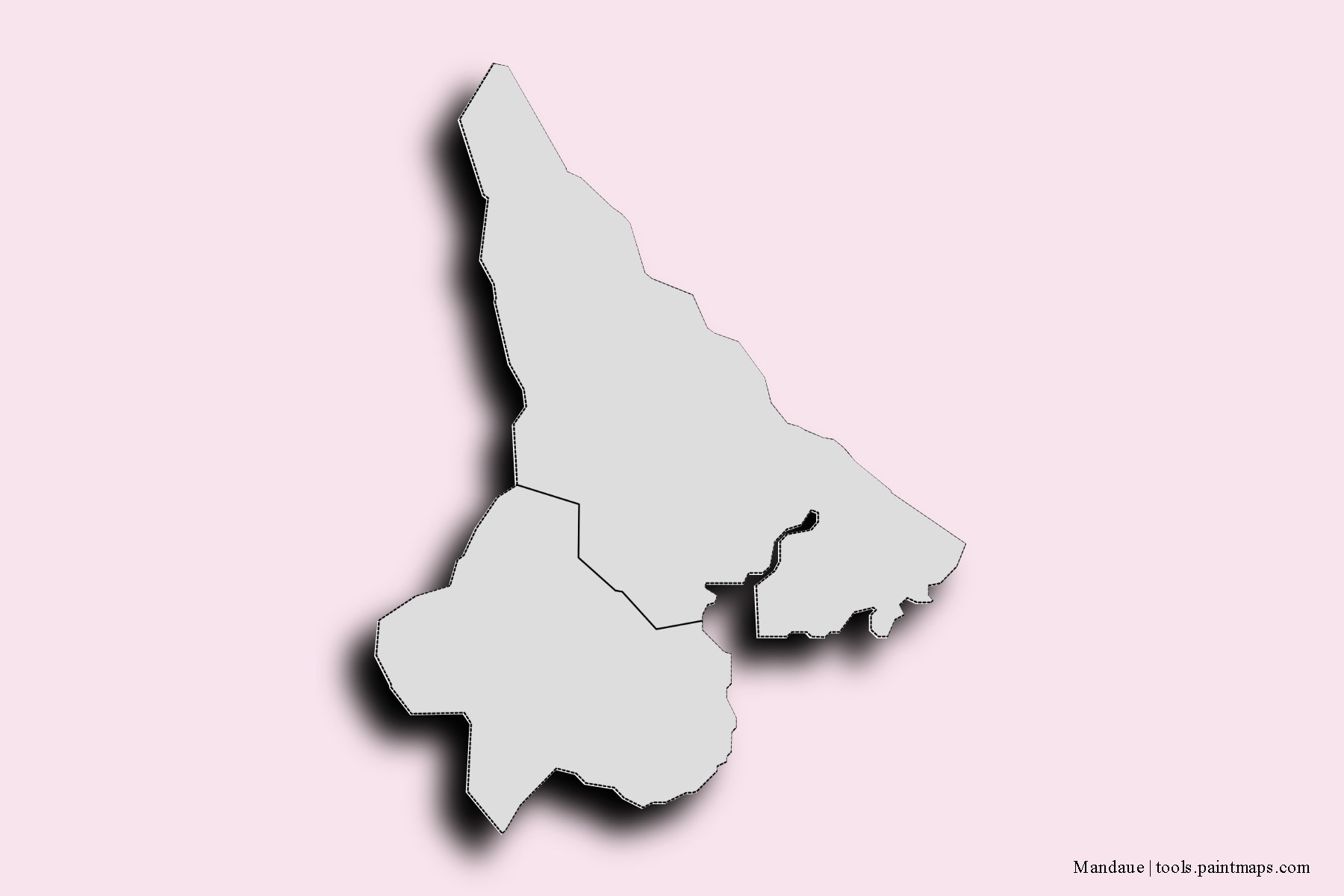 Central Visayas and counties map with 3D shadow effect