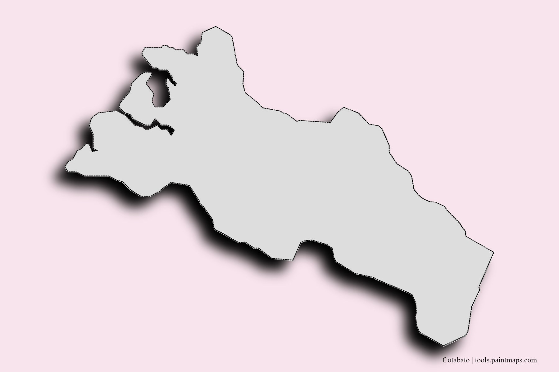 Maguindanao and counties map with 3D shadow effect