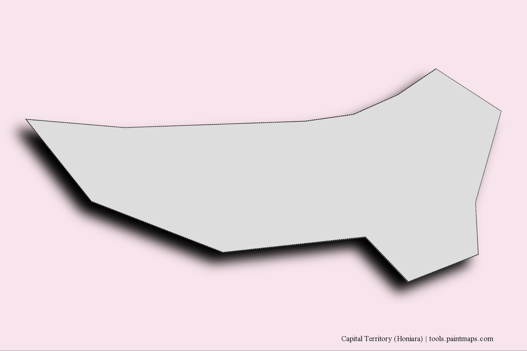 Mapa de Capital Territory (Honiara) y sus distritos con efecto de sombra 3D