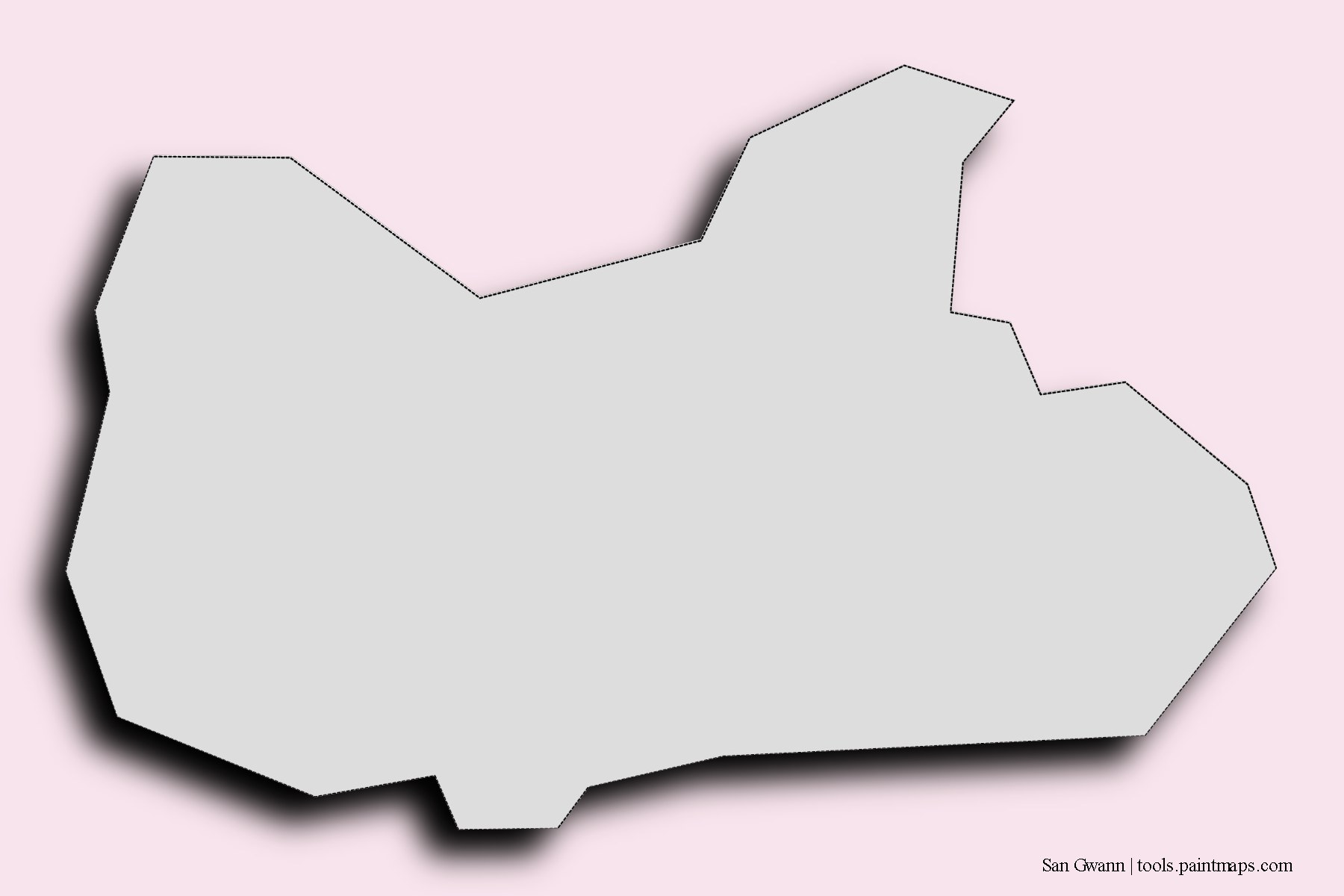 San Gwann and counties map with 3D shadow effect