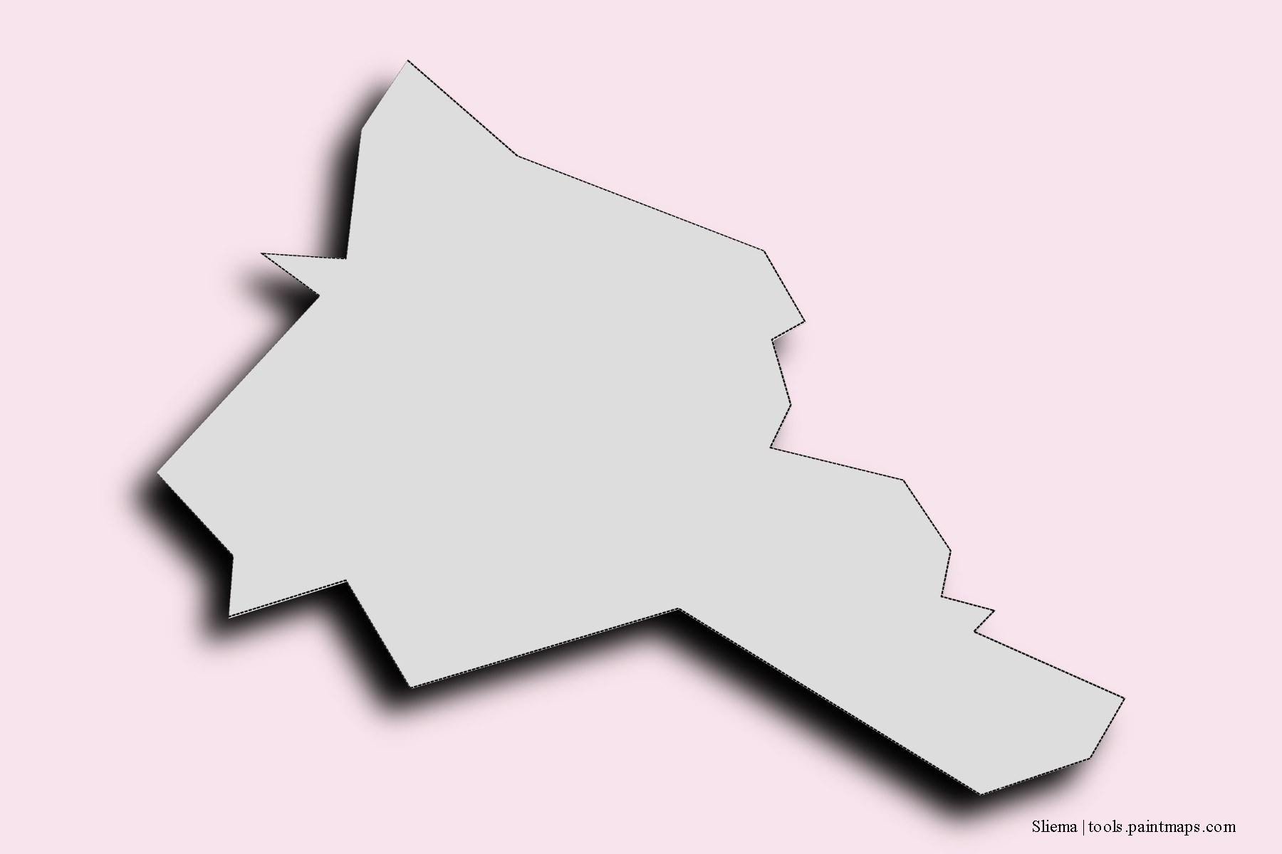 Sliema and counties map with 3D shadow effect